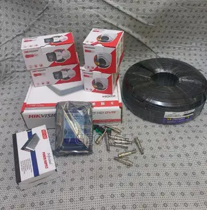 4 CCTV Hikvision Cameras, 50m Cable, 500gb HDD