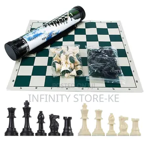 Chess Tournament Mat With Carrying Tube Portable Roll Up Board Game