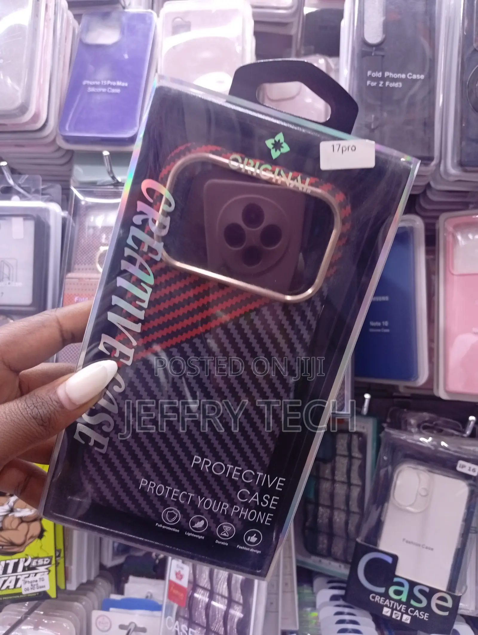 iPhone 17 Pro Red-and-Black Diagonal Textured Pattern