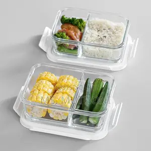 1 Pc Partitioned Borosilicate Microwavable Glass Food Container