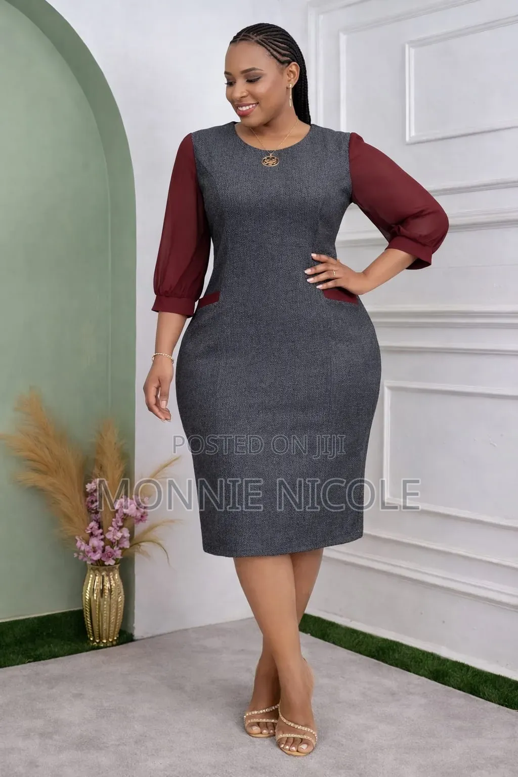 Grey Official. Fitting Dress. Plus Size