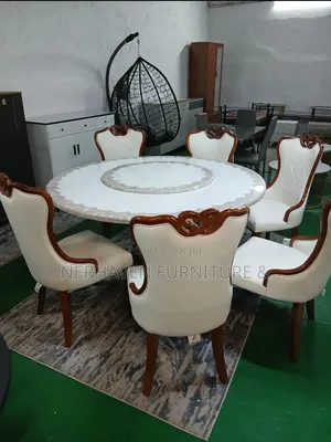 6-Seater Marble Dining Set – Elegant Modern Dining Table With Chairs