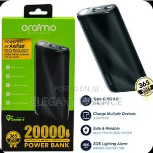 Oraimo Traveler 20,000mah Fast Charging Powerbank With Type C Output
