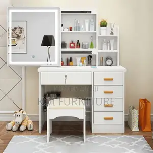Dressers; White Elegant Vanity Dressing Room Vanity Set