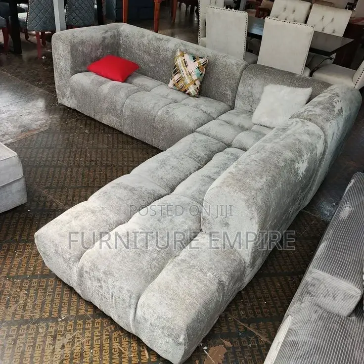 Light Grey Bubble Seat Sectional Sofa