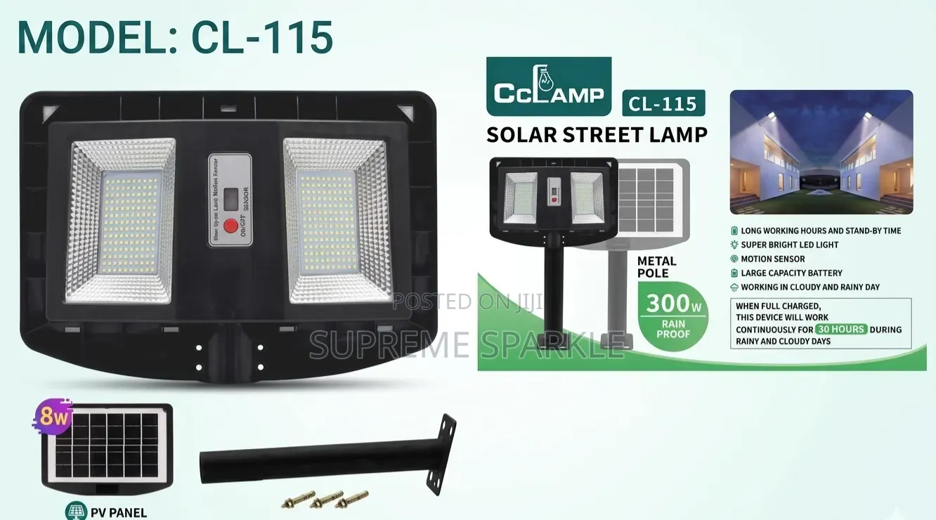 200w Solar-Powered Street Light. Cclamp Cl-112 Motion Sensor.