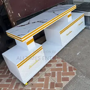 Executive Tv Stand With Marble Coating and Light