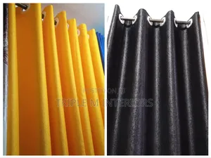 Yellow | Black Home Drapery With Smooth Texture