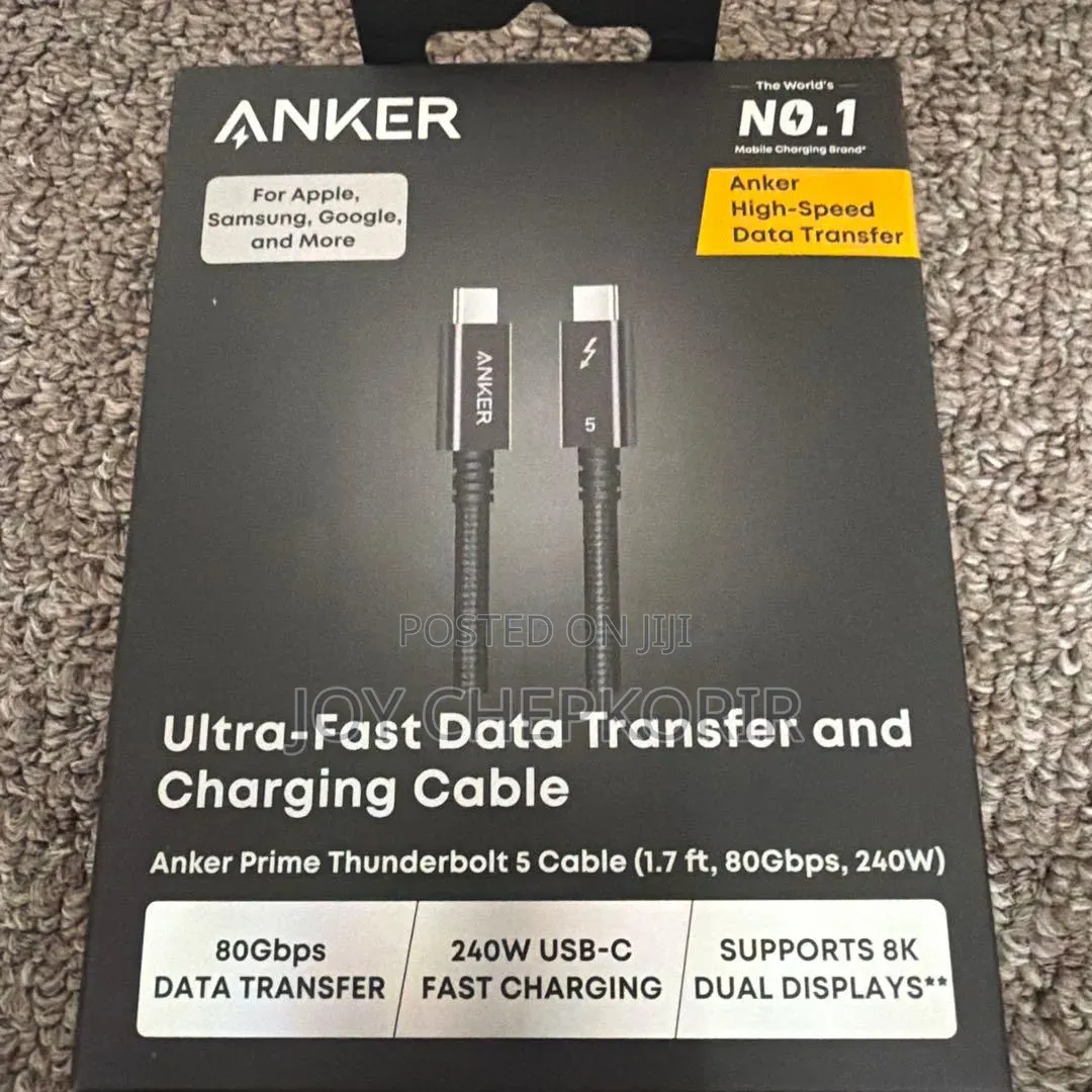 Anker Prime Thunderbolt 5 Cable (3.3 Ft/1.7 Ft, 80 Gbps, 240w)