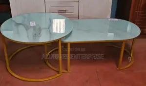 2 in 1 Marble Nesting Coffee Table (Glass Effect) White