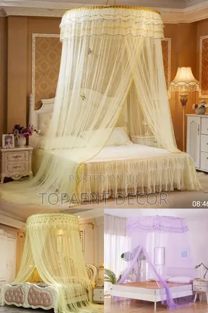 Cream Round and Purple Top Square Kids Decker Bed Mosquito Net