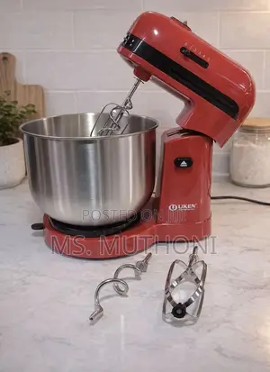 Uken Electric Hand Mixer With a Stainless Steel Bowl.