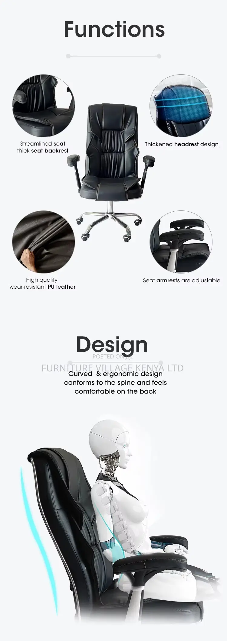 Ergonomic Manager Generic Leather Office Seat