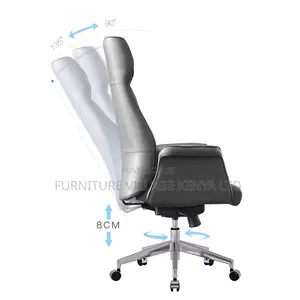 Executive Gray Leather Boss Office Desk Chair