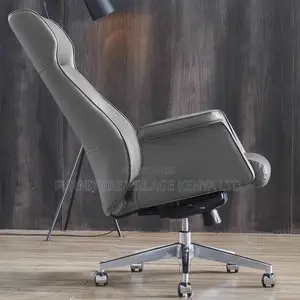 Executive Gray Leather Boss Office Desk Chair