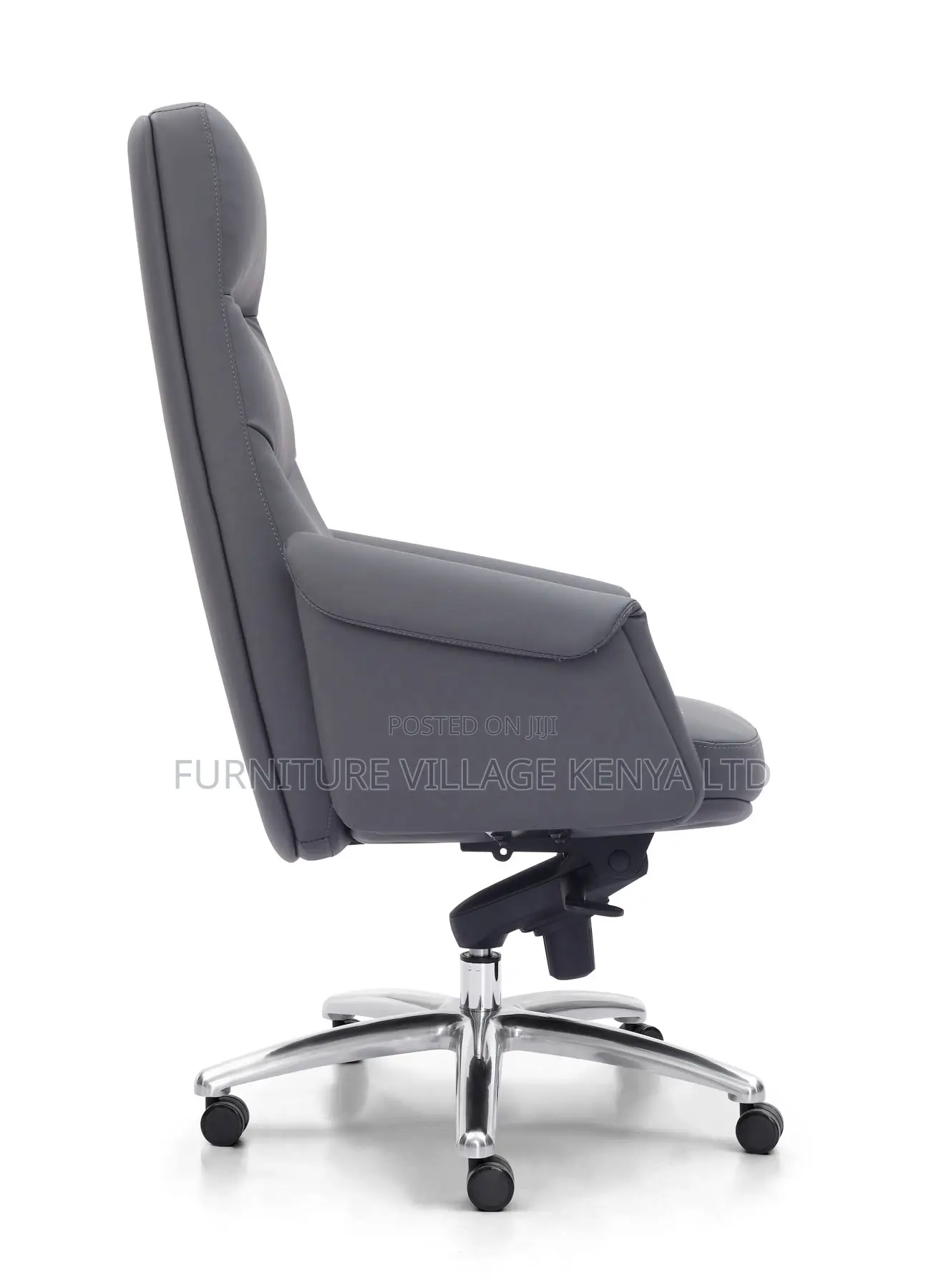 Executive Gray Leather Boss Office Desk Chair