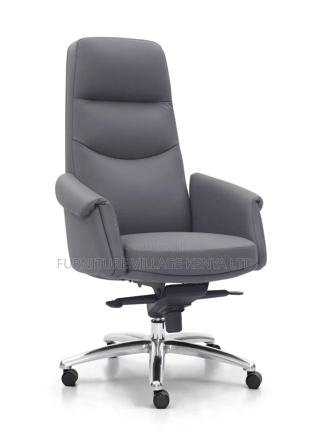 Executive Gray Leather Boss Office Desk Chair