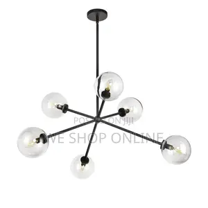 Gurt 6 Light Chandelier 40", Matte Black