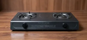 Black Olelon Metallic Two-Burner Tabletop Gas Stove Cooker.