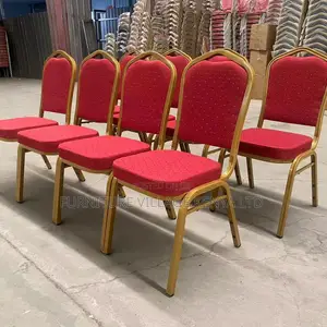 Red Armless Fabric Banquet Conference Hall Chair