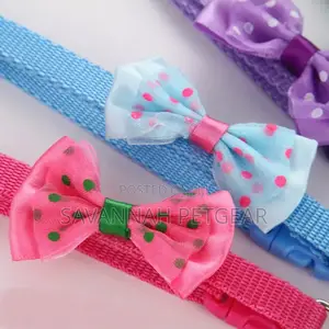Adjustable Bowknot Nylon Braided Pet Cat Bowtie Collar With Bells