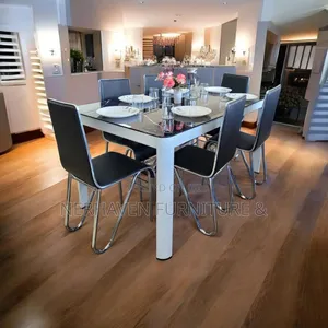 6-Seater Marble Dining Set – Stylish Marble Top Dining Table Set