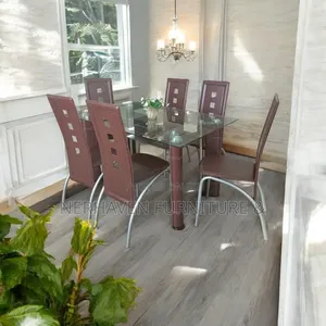 6-Seater Glass Dining Set – Premium Glass Dining Table for Home