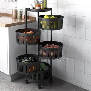 5 Tier Plastic Fruit And Vegetable Rack With Wheel
