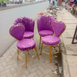 Purple Love and Butterfly Chairs With Gold and Purple Fabric