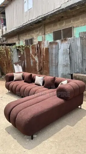 Brown Channel Tufted L Seat Sofa
