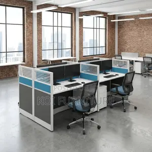 Office Workstation; Blue Four Users Cooperation Office Wokstation Desk