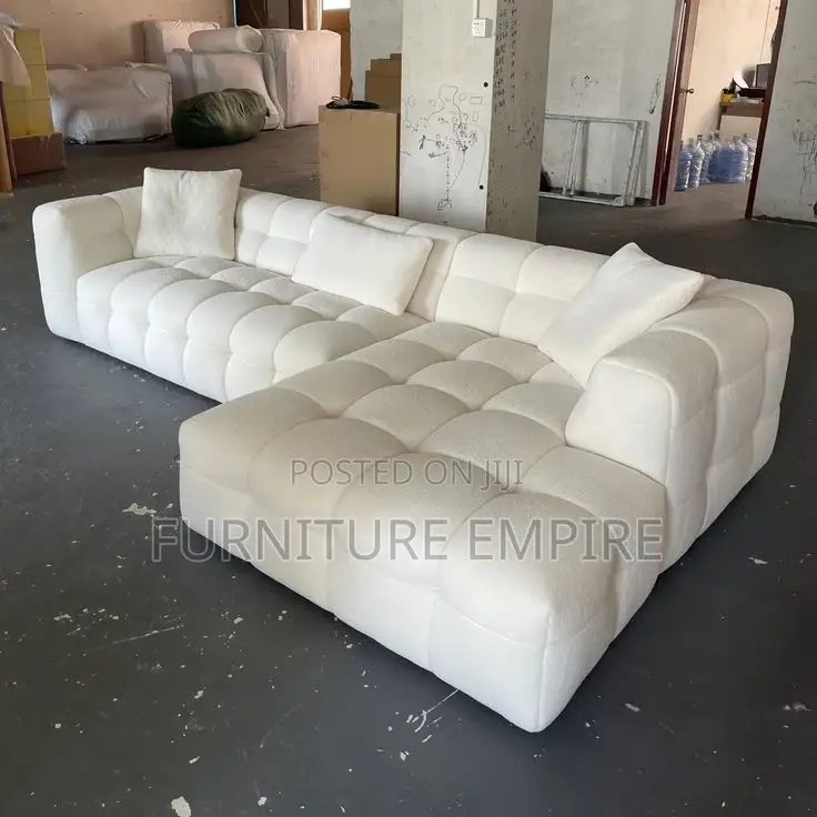 White Tufted Sectional Sofa