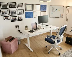 All White Stand Top Electric Office Table +Chair