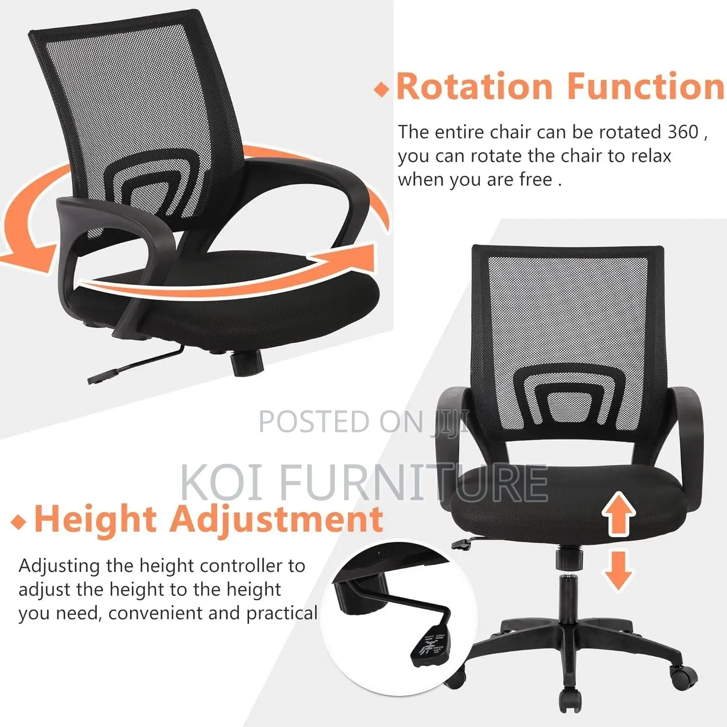 Office Chairs; Ergonomic Adjustable Mesh Fabric Office Chairs
