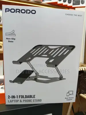 Porodo Smart Folding Multi-Device Laptop Stand With Phone Stand.