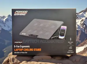 Porodo Laptop Cooling Pad With Phone Stand and 8 Built-in Fans