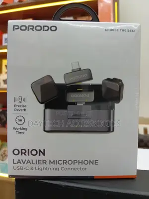 Porodo Orion Lavalier Microphone, Type-C Lightning Head Connector