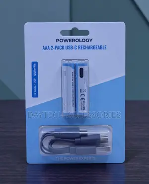 Powerology Usb-c Rechargeable Lithium Battery Aaa With Cable