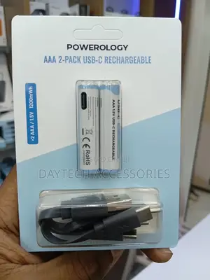 Powerology Usb-c Rechargeable Lithium Battery Aaa With Cable