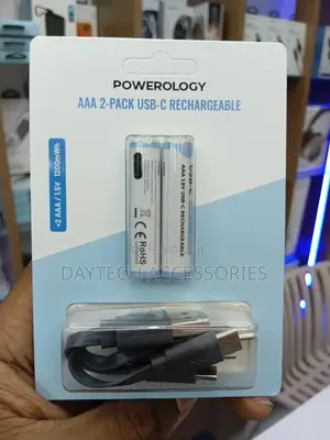 Powerology Usb-c Rechargeable Lithium Battery Aaa With Cable