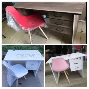 Elegant Wooden Leg Eames Office Chair With Office Table Desk