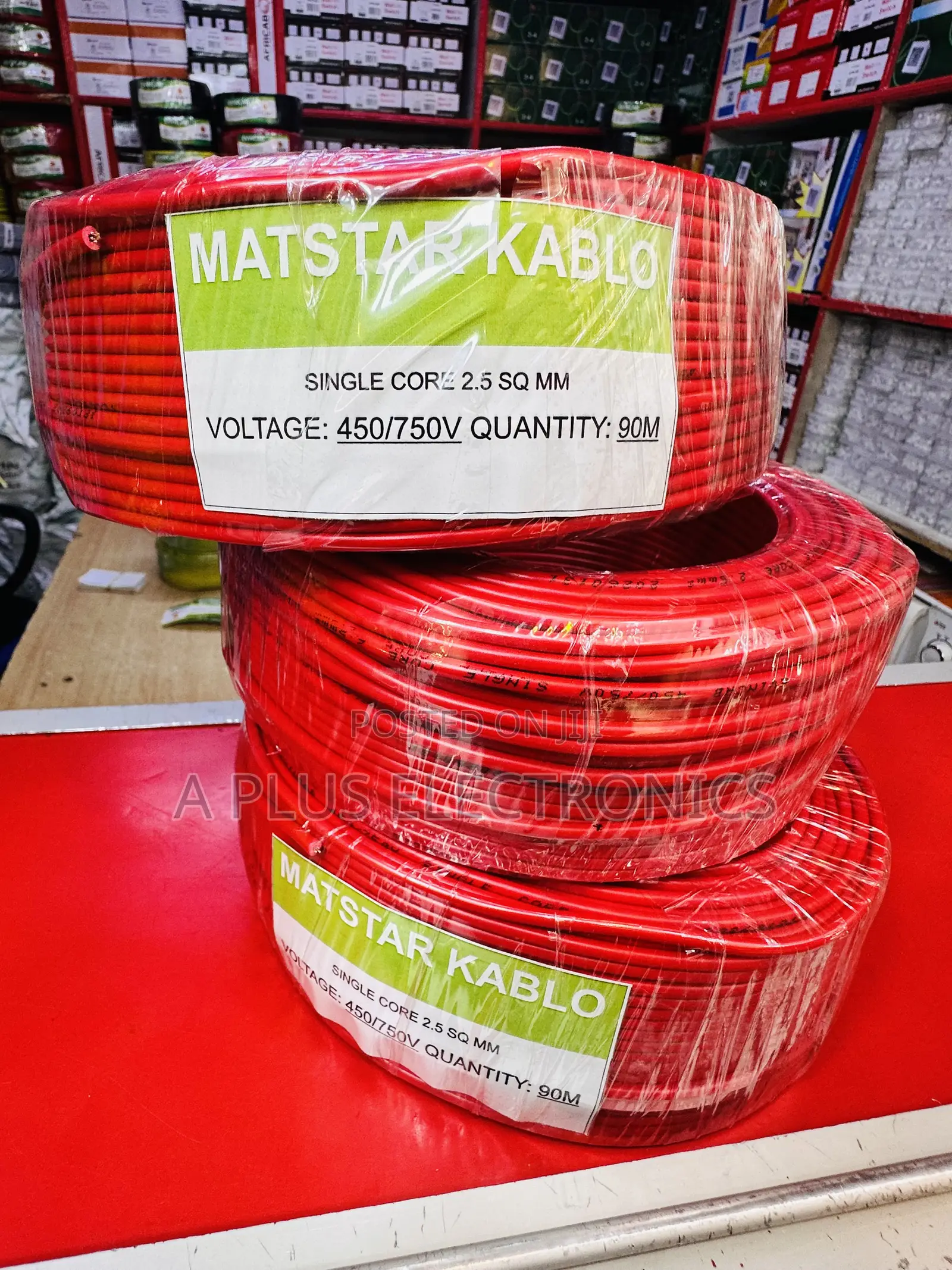 Matstar 2.5mm Single Core Electrical Cable 90m-Red – Reliable Use