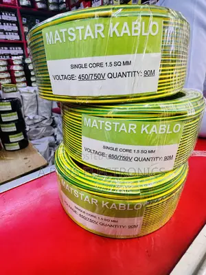 Matstar 1.5mm Single Core Electrical Cable 90m Black Green Yellow-Safe