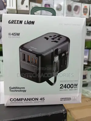 Green Lion Companion 45 Universal Travel Adapter - Black