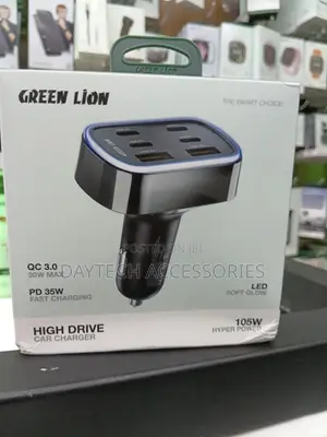 Green Lion High Drive Car Charger 105w Fast in-Car Charging.