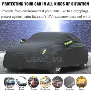 Black Car Cover With Fleece on the Inside Has Reflector
