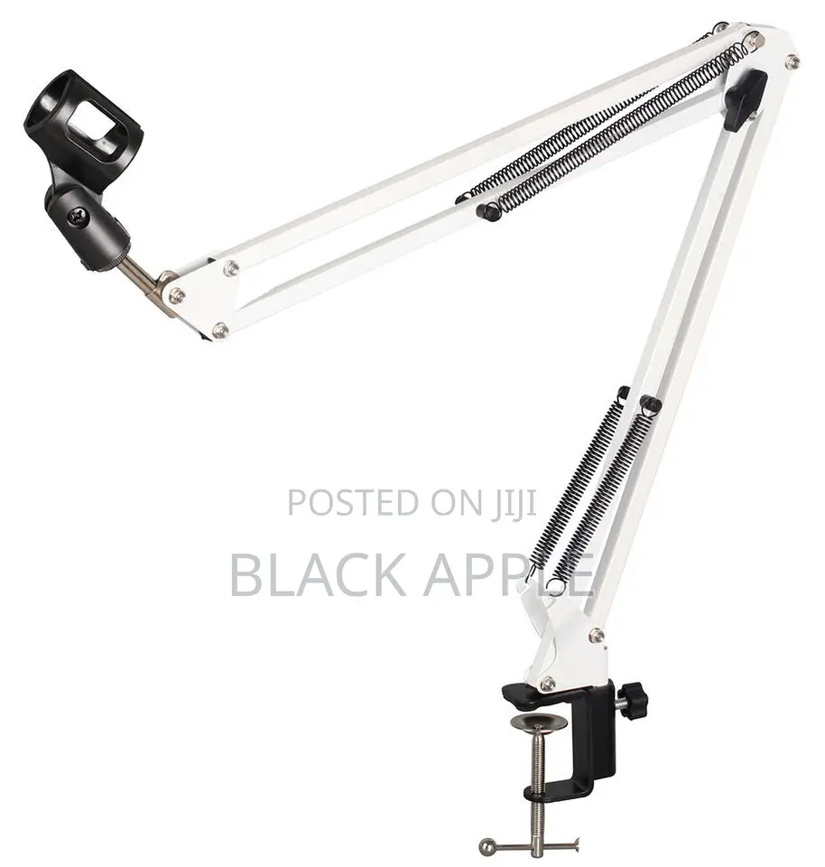 White Studio / Podcast Microphone Stand Telescopic Movable