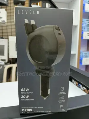 This Is a Levelo Orbis 4-in-1 Saffiano Leather Car Charger.