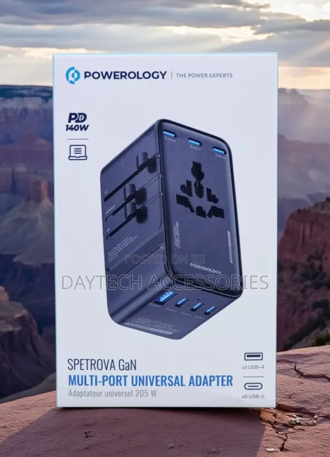 Powerology Spetrova Gan Multi-port Universal Travel Adapter Pd 140w
