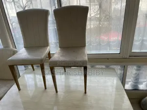 Cream Gold Marble Dining Table With Cream Velvet Dining Chairs